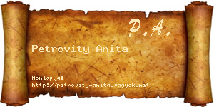 Petrovity Anita névjegykártya